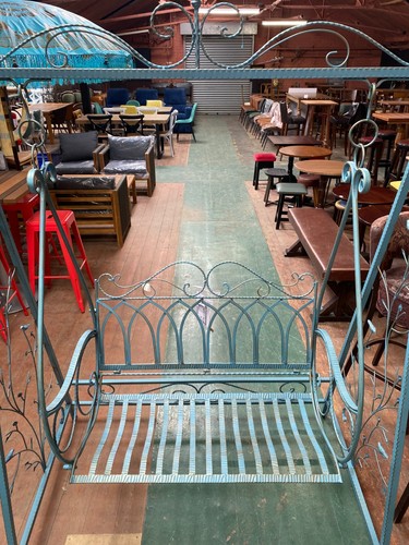 Blue metal garden swing - , seat