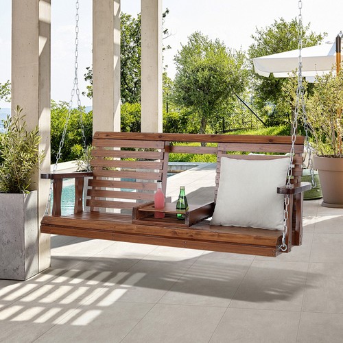 Porch swing bench wooden - porch,