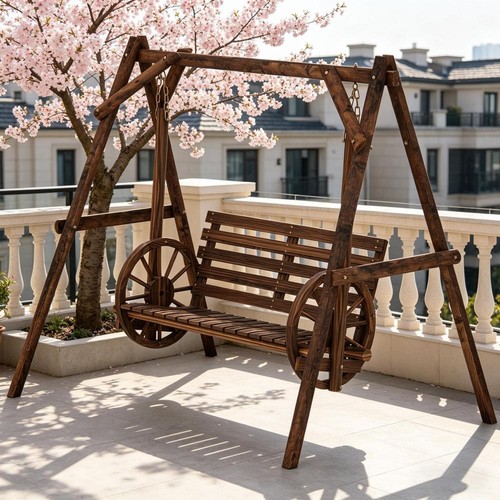 Wooden outdoor swing with - wooden,